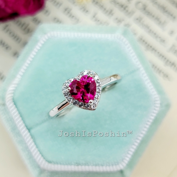 0.75ct Real Lab Grown Ruby White Sapphire Ring In Sterling Silver